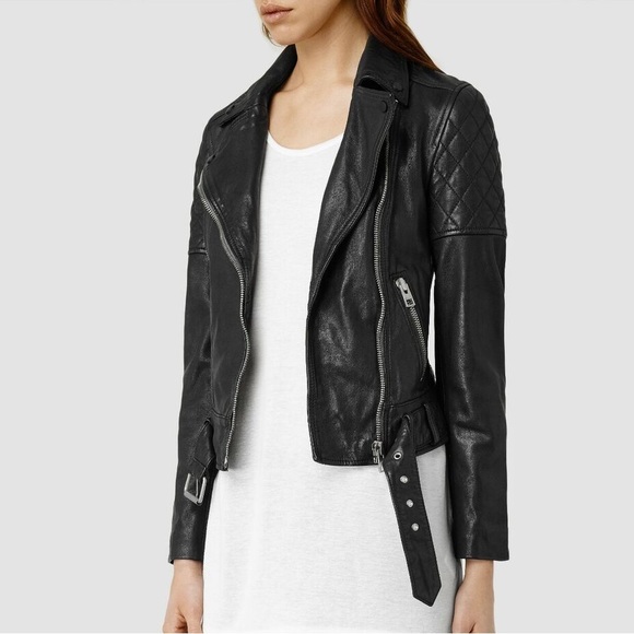 All Saints Black Leather Biker jacket - Picture 1 of 16